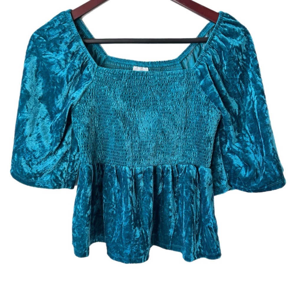 BELLE DU JOUR NWT Smocked Velvet Top Y2K Forest Fairy Whimsigoth Sz S